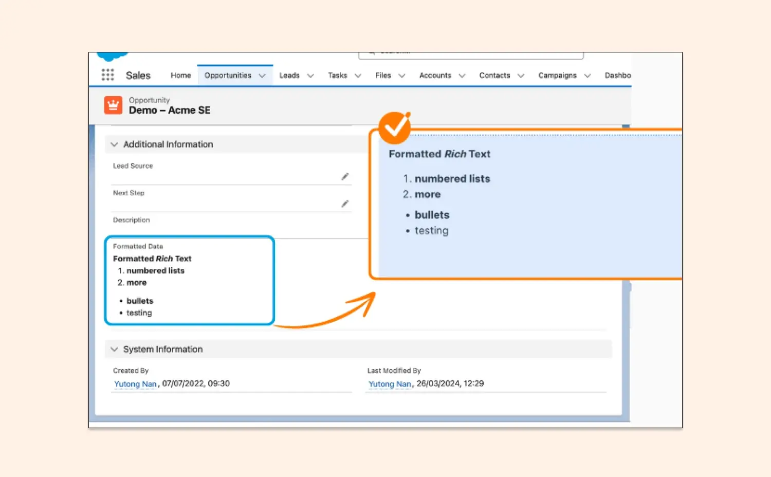 Effortlessly push rich text from Salesforce into GetAccept documents